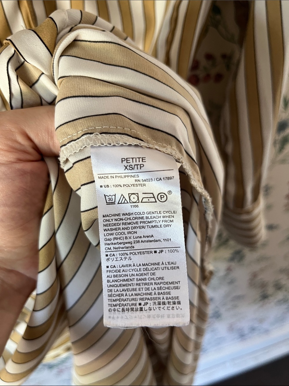 BR Striped Button-Down Shirt Dress in Tan and White - Picture 9 of 12